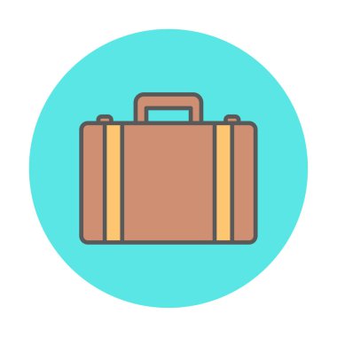 Evrak çantası vektör düz simgesi. İş durumu simgesi, bavul emojisi, vektör illüstrasyonu