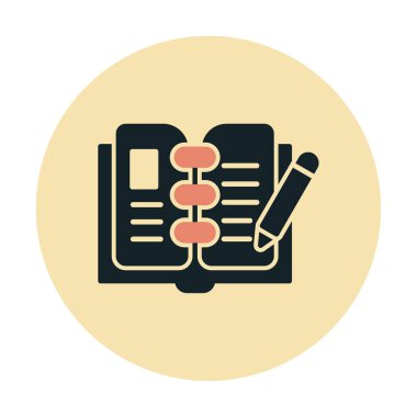 açık kitap ve kalem simgesi, vektör illüstrasyonu 