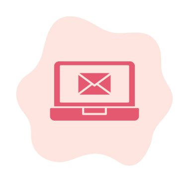 Beyaz arkaplanda dizüstü bilgisayar vektör illüstrasyonunda e- posta