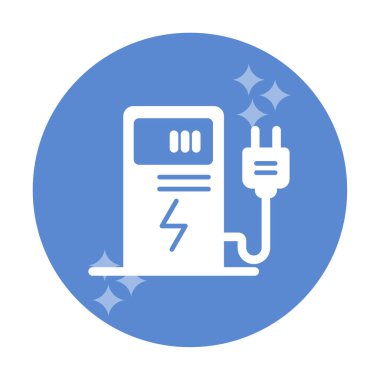 Elektrik Şarj İstasyonu ikon vektör çizimi