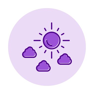 Güneş bulutların simge vektör çizim ile 