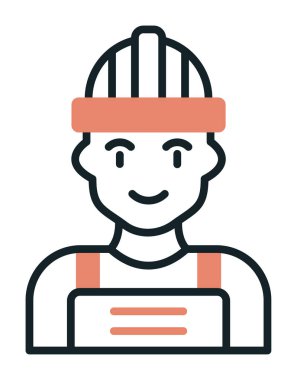 Kask simgesi olan işçiler, vektör illüstrasyonu 