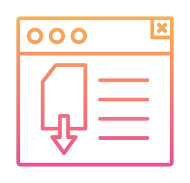 Web sayfası indirme simgesi, tasarım vektörü illüstrasyonu