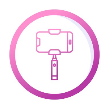 Akıllı telefon web simgesi, vektör illüstrasyonlu selfie çubuğu 