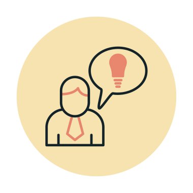 Fikri olan iş adamı, ampul ikonu vektör illüstrasyonu