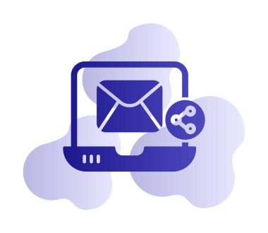 E- posta simgesi olan dizüstü bilgisayar. vektör illüstrasyonu 