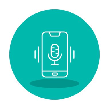 Beyaz arkaplan üzerinde Mobil Ses Yardımcı Vektör çizimi