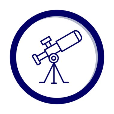 Teleskop düz simgesi. Eğitim ve astronomi elementi, dürbün ve araştırma yıldızları vektör grafikleri