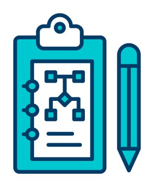 Kalem simgesi, vektör illüstrasyonlu pano üzerinde plan 