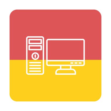 masaüstü bilgisayar simgesi tasarımı, düz işaret, vektör ve illüstrasyon