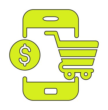 Mobil Online Alışveriş simgesi. Vektör illüstrasyonu