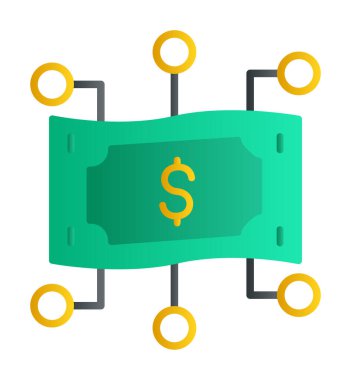 Dolar işareti, vektör illüstrasyonlu dijital para simgesi 