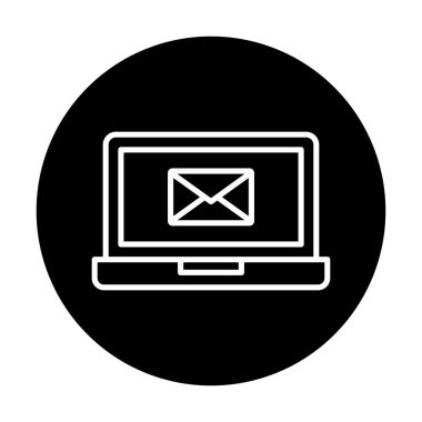 Beyaz arkaplanda dizüstü bilgisayar vektör illüstrasyonunda e- posta