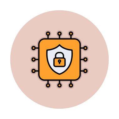 Basit Cpu simgesi, vektör illüstrasyonu