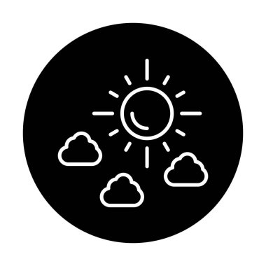 Güneş bulutların simge vektör çizim ile 