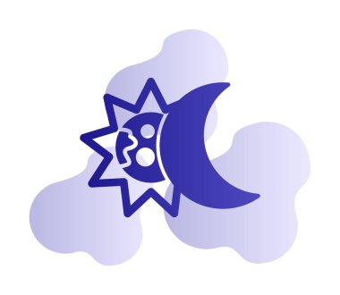 Katı ay ve güneş ikonu. Tutulma, vektör illüstrasyon tasarımı