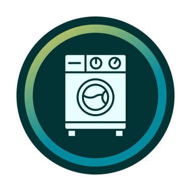 çamaşır makinesi simgesi, vektör illüstrasyonu