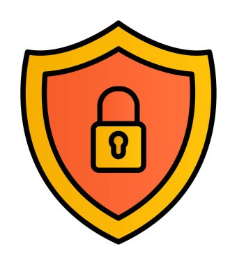 Güvenlik kalkanı düz simgesi, vektör illüstrasyonu 