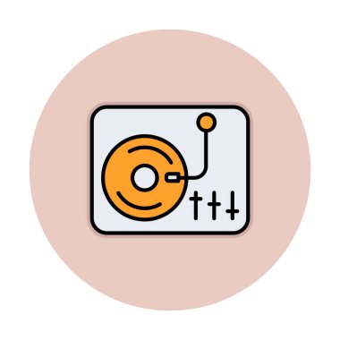 Basit vinil oynatıcı Turntable simgesi, vektör illüstrasyonu