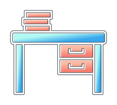 Çalışma masası simgesi, vektör illüstrasyonu basit tasarım