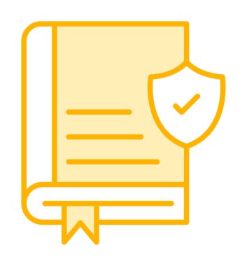 Kitap ve güvenlik kalkanı. Web simgesi basit illüstrasyon 