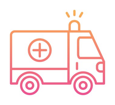 Basit renklerde ambulans arabası vektör simgesi. Yandan görüntüle