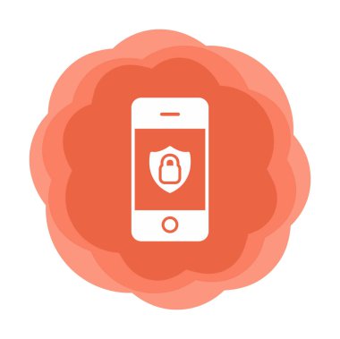 Mobil güvenlik konsepti ikonunun vektör çizimi. Ekranda asma kilitli akıllı telefon