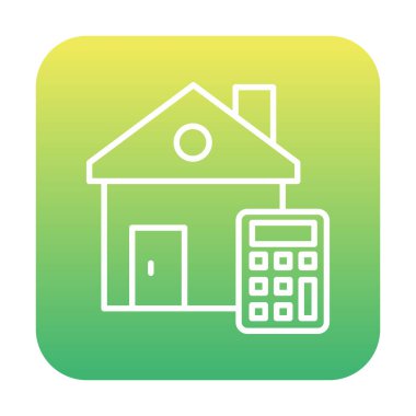 Ev Maliyeti Hesaplayıcı Simgesi, Renkli Vektör İllüstrasyonu