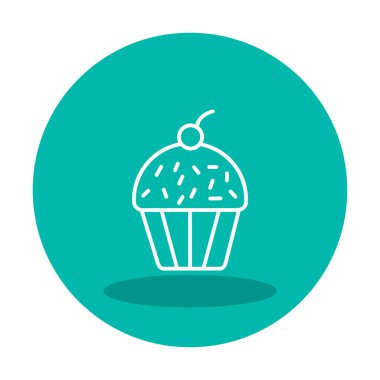 Kek renkli ikon, kek klipsi sanat, vektör illüstrasyonu