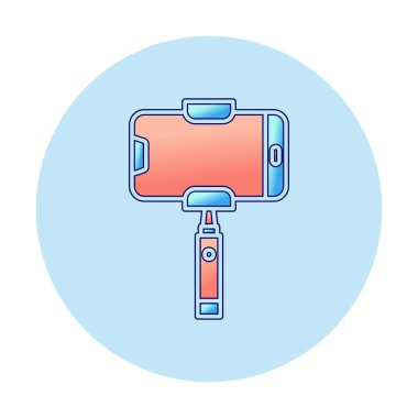 Akıllı telefon web simgesi, vektör illüstrasyonlu selfie çubuğu 