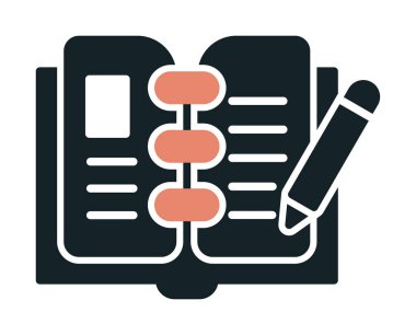 açık kitap ve kalem simgesi, vektör illüstrasyonu 