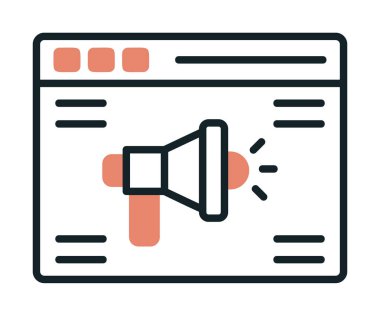 Çevrimiçi Reklam simgesi, vektör illüstrasyonu        