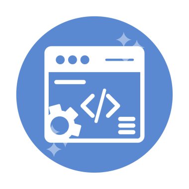 Düz biçimde web geliştirme simgesi. yazılım ve web sitesi sembolleri                           
