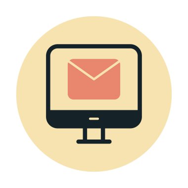 Beyaz arkaplanda bilgisayar e- posta vektör illüstrasyonu