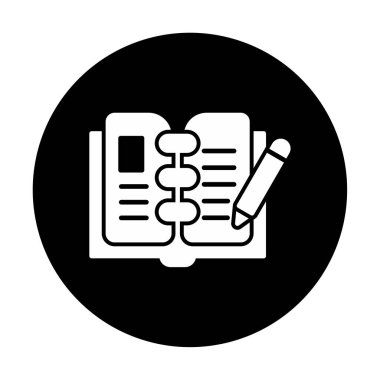 açık kitap ve kalem simgesi, vektör illüstrasyonu 