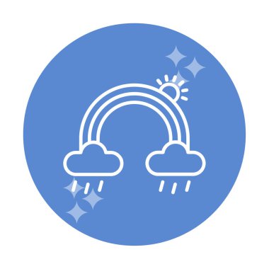 Bulutlu gökkuşağı ve güneş vektörü çizimi