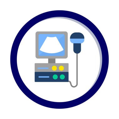 Ultrasound machine. Ultrasound scanner machine isolated object on white background. Medical diagnostic equipment sonography. Vector illustration flat design. Ultrasonic device.