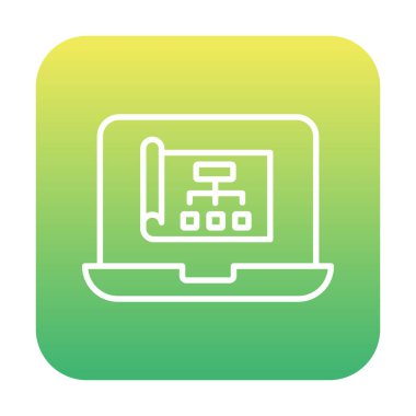 Dizüstü bilgisayar ekranındaki proje web simgesi, vektör illüstrasyonu