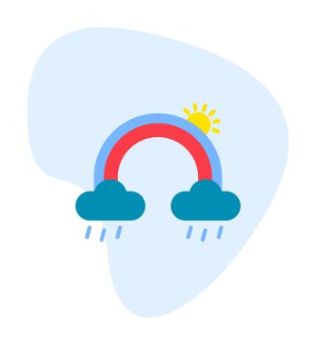 Bulutlu gökkuşağı ve güneş vektörü çizimi