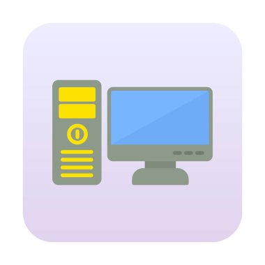 masaüstü bilgisayar simgesi tasarımı, düz işaret, vektör ve illüstrasyon