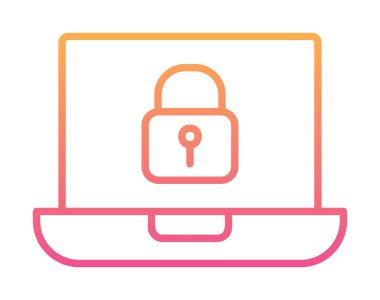 Dizüstü bilgisayar ekranına kilitle. Güvenlik kavramı vektör illüstrasyonu