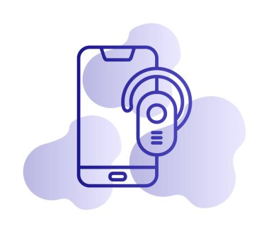 Kulaklık ve akıllı telefon web simgesi, vektör illüstrasyonu