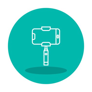 Akıllı telefon web simgesi, vektör illüstrasyonlu selfie çubuğu 