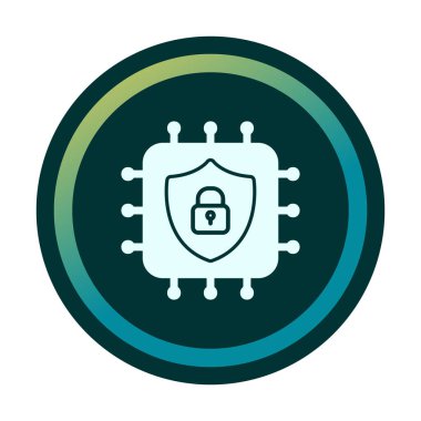 Basit Cpu simgesi, vektör illüstrasyonu