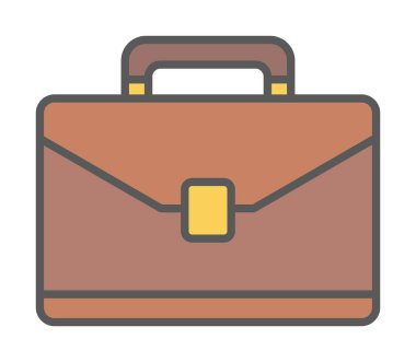 Evrak çantası vektör düz simgesi. İş durumu simgesi, bavul emojisi, vektör illüstrasyonu