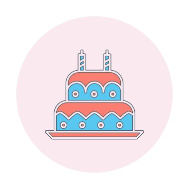 Mumlu doğum günü pastası. Web simgesi vektör illüstrasyonu