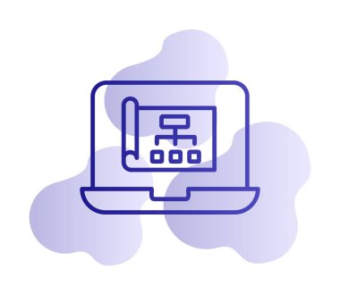 Dizüstü bilgisayar ekranındaki proje web simgesi, vektör illüstrasyonu