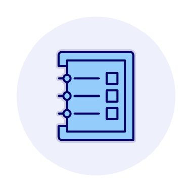 Basit not defteri arayüzü simgesi, vektör illüstrasyonu