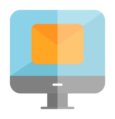 Beyaz arkaplanda bilgisayar e- posta vektör illüstrasyonu