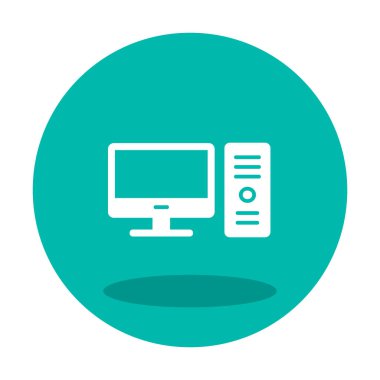 masaüstü bilgisayar simgesi tasarımı, düz işaret, vektör ve illüstrasyon